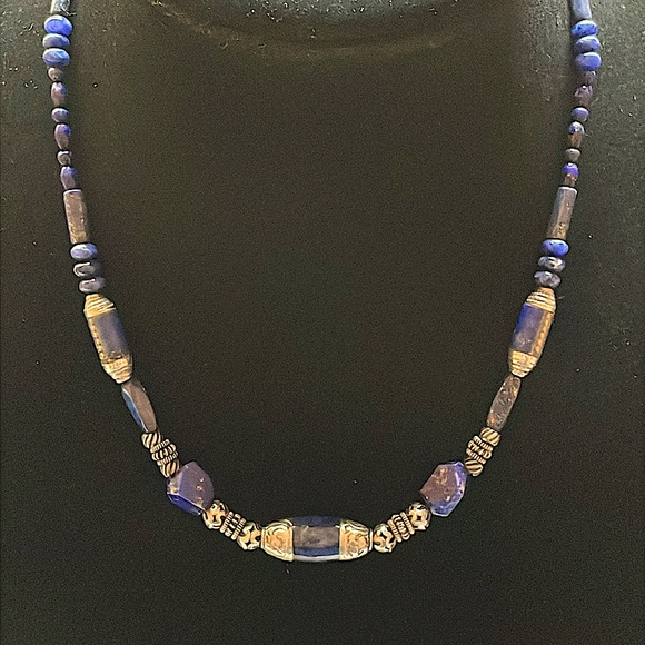 Hand Crafted Jewelry - Lapis with Thai and Bali Silver Necklace